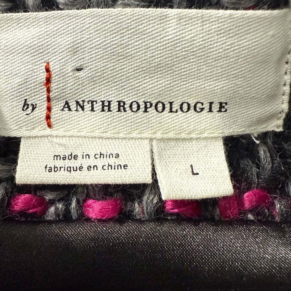 ANTHROPOLOGIE PLAID TWEED BLAZER JACKET L - Picture 2 of 11